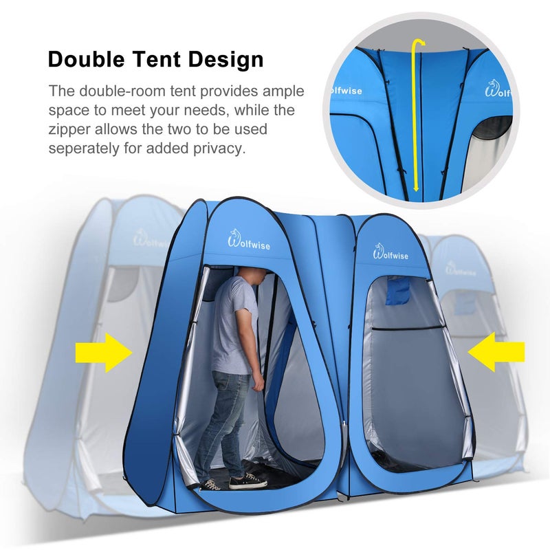 WolfWise 2 Room Pop Up Shower Privacy Tent Dressing Room Sun Shelter for Outdoor Camp Toilet Camping Biking Fishing - Image 5